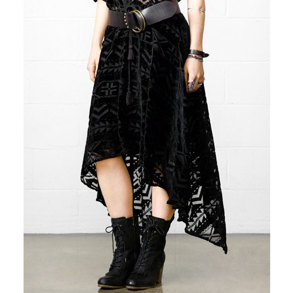 Denim & Supply Ralph Lauren Dresses & Skirts - DENIM & SUPPLY RALPH LAUREN Velvet Aztec Geo Pattern Burnout High Low Skirt